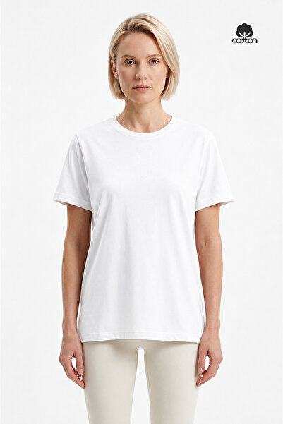 Cottonland Women's Marina Regular Cut O-Neck Short Sleeve Cotton T-Shirt White