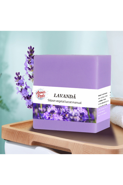 AnnesPods Set x 5 Sapunuri vegetale, facute manual, cu lavanda, 100 gr.