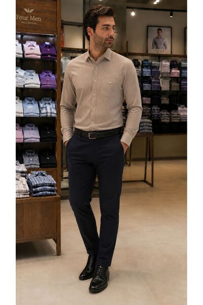 GÖMLEK GALERİSİ Men's Classic Wide Cut Digital Print Patterned Long Sleeve Shirt