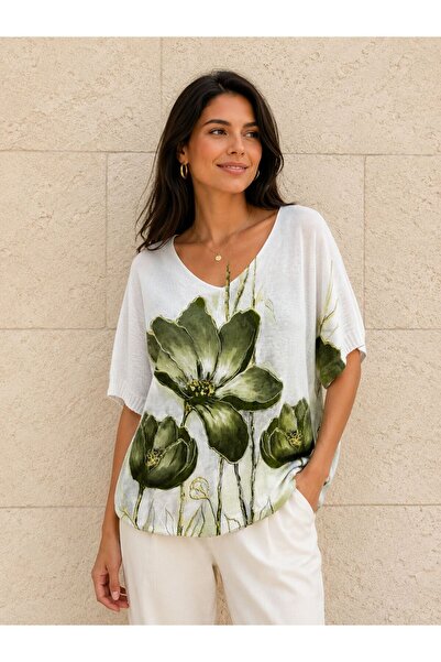 AGORATEKSTİL Women's New Season Digital Mercerized Blouse 40-46