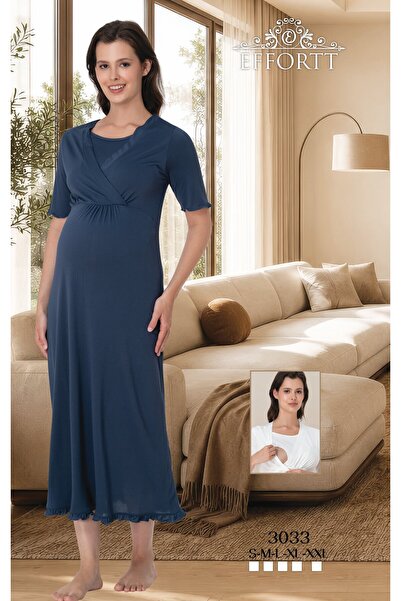 EM&FA TEKSTİL Pregnant Women's Breastfeeding Detailed Nightgown