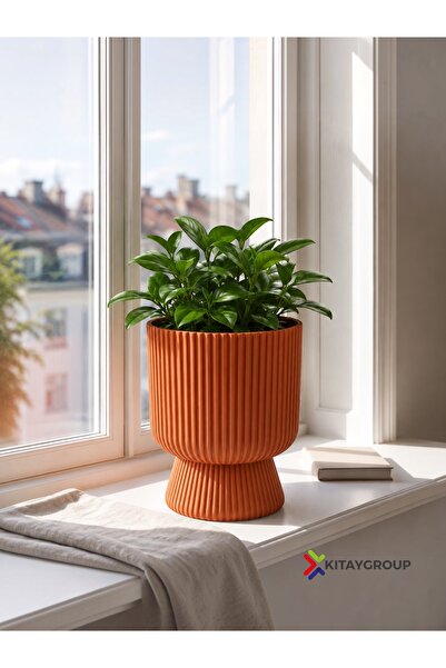 KıtayGroup Lotus Vazo Ayaklı Dekoratif İç Ve Dış Mekan Saksı 5 LT