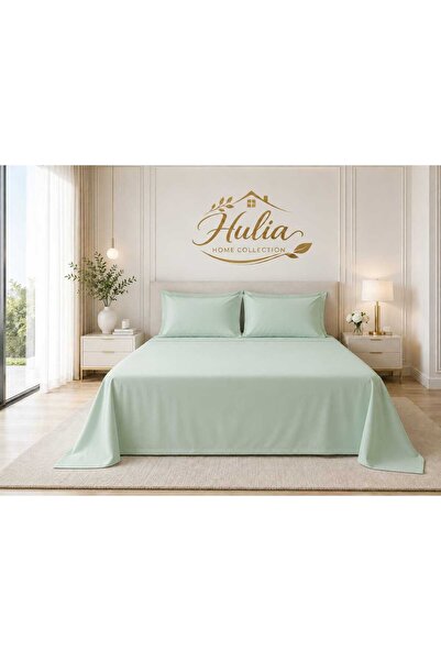 hulia home طقم ملاءات سرير رانفورس بدون مطاط، مزدوج، من القطن الخام، يتضمن غط...