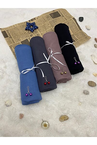ALTIN DİKİŞ Combed Cotton Shawl Set of 4 Soft Textured Jersey Combed Cotton S...