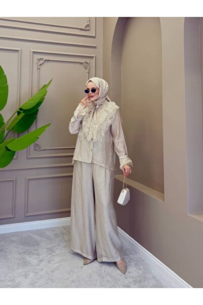 ALLİNOFFİCİAL Madame Dantel İkili Takım Bej