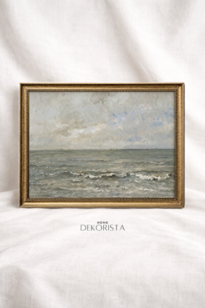 HOME DEKORİSTA Πίνακας με vintage πλαίσιο χωρίς γυαλί με θέμα τη θάλασσα, αφί...