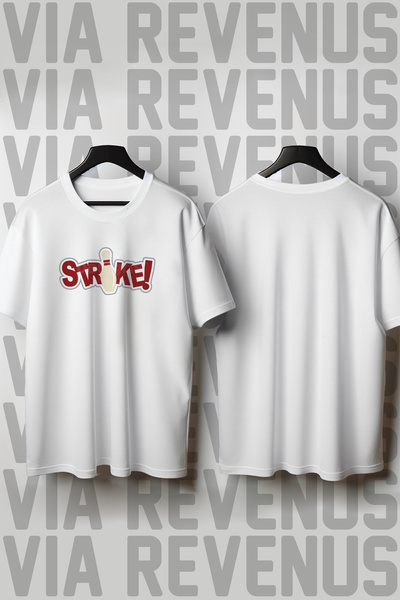 Vordevia Μπλουζάκι Unisex με στάμπα Bowling Strike, χαλαρή εφαρμογή, 100% βαμ...
