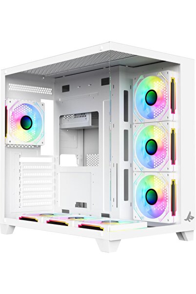 Sharks Proven ATX Mid-Tower Gaming PC Case, 7 ARGB Fans, Tempered Glass, USB-...