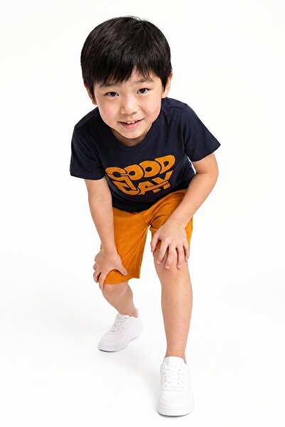 Perendi Boy's Good Day Printed 100% Cotton Shorts Set