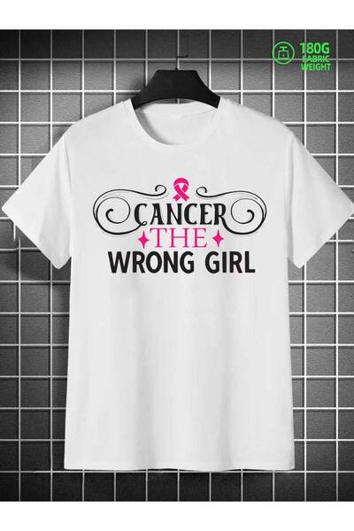 BASEPULSE تي شيرت رجالي بتصميم رسومي مضحك "CANCER THE WRONG" مع شريط وردي، قم...