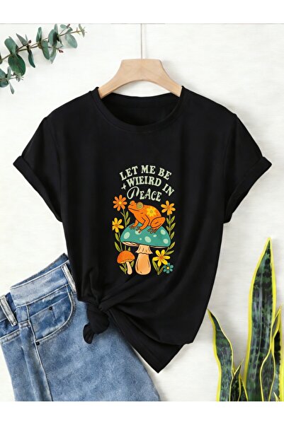 1001 Line Women's Loose-fit Round-neck Short-sleeve Solid Color T-shirt for C...