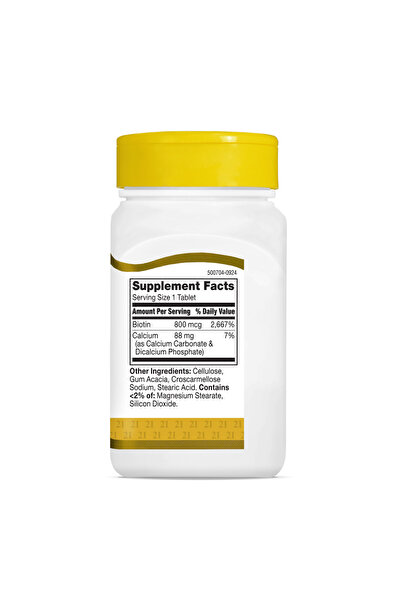 21st Century Biotină 800 mcg 110 Tablete Păr, Piele și Unghii
