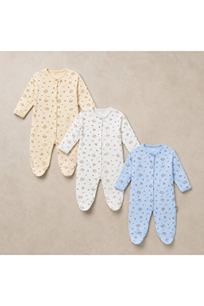 The TWO Unisex Bebek Çok Renkli Örme Ayıcıklı Patikli 3'lü Tulum Seti 3-9 Ay ...