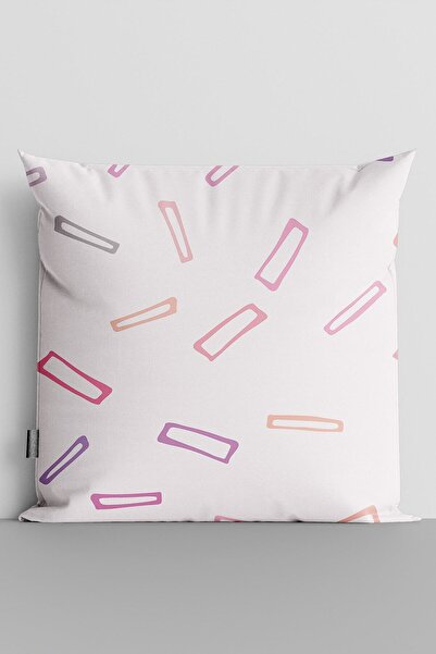 TicaretJet Colorful Lines Double Sided Digital Printed Pillow Throw Pillow Co...