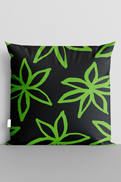TicaretJet غطاء وسادة مطبوع رقميًا على الوجهين من Green Flowers - 7015