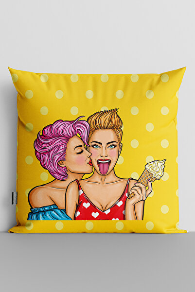 TicaretJet غطاء وسادة مطبوع رقميًا على الوجهين للنساء من Popart - 1141