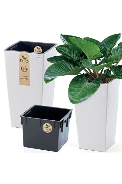 EDANTI Jardinieră de grădină 24 cm pentru terasă, grădină, casă, din lemn, albă