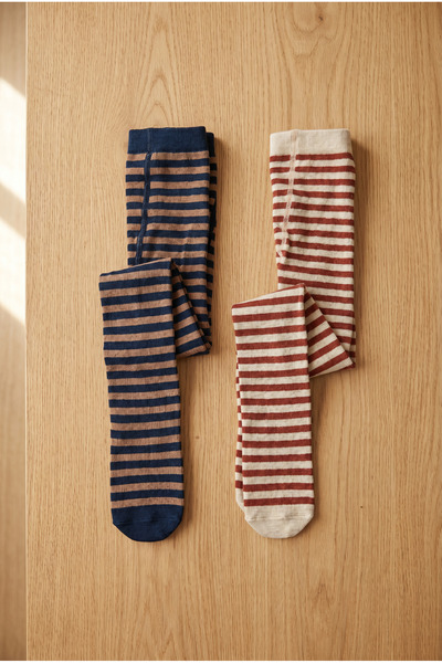Katia&Bony Baby 2-Piece Striped Baby Pantyhose Brown Mix