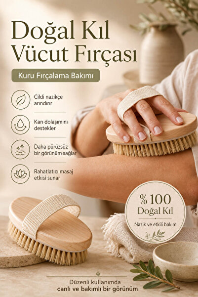 Anadolu Saray Doğal Kıl Vücut Fırçası Kuru Fırçalama Masaj ve Peeling Bakım F...