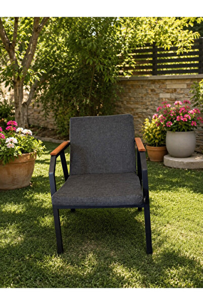 Dekoroom's DURU TEKLİ BAHÇE BALKON MOBİLYASI,SİYAH İSKELET,KUMAŞ RENGİ 01 ANT...