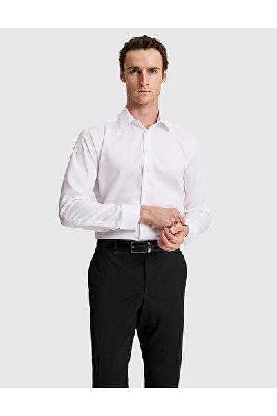 Pierre Cardin White Slim Fit Long Sleeve Shirt 50321023-Vr013