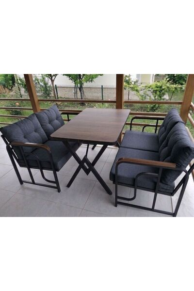 Serdemdizayn SERDEM 2+2+MASA METALBAHÇE BALKON TAKIMI SANDALYE OTURMA GRUBU(A...