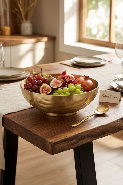 Vadi Gold Stainless Steel Presentation Bowl Salad Fruit Serving Bowl 24 cm