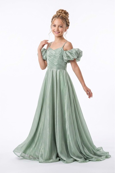 Mnk Baby&Kids Linos Girls' Satin Evening Dress M00838 Green