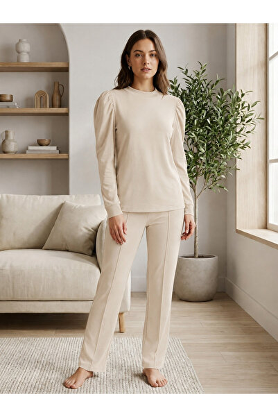 Finelook Women's Puff Sleeve Lounge Set – Soft Long Sleeve Sweatshirt & Strai...