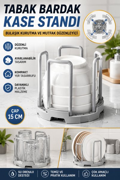 Hane Dostu Ayarlanabilir Tabak Bardak Kase Standı – Bulaşık Kurutma ve Mutfak...