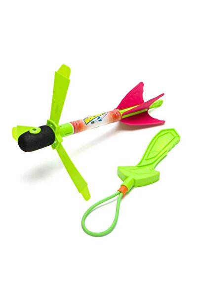 Jumbo Rachetă de jucărie cu lansator verde neon cu lumină și sunet 27 cm