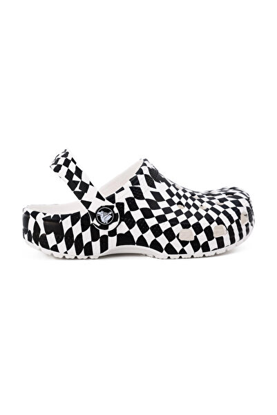 Crocs Classic Warped Checker 210990-103 Children's Slippers Black White Juststep