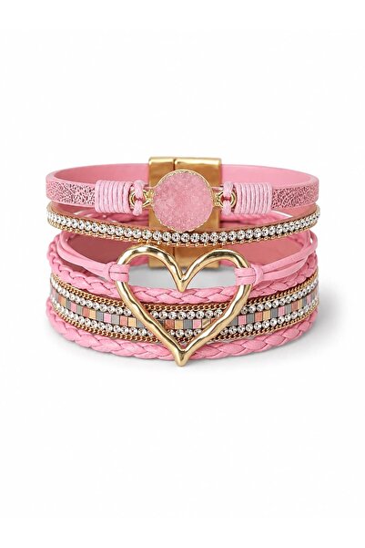 CHARMLUCKY Heart Leather Multi Bracelet