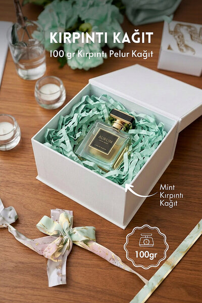 Bimotif 100gr Kırpıntı Pelur Kağıt, Mint (Hediye Kutu İçi Dolgu Süsleme, Kırp...