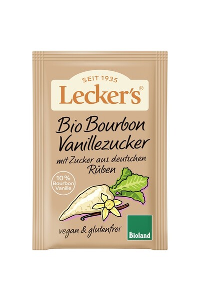 Lecker's Zahar de sfecla vanilat cu vanilie Bourbon 3x8g fara gluten si vegan,