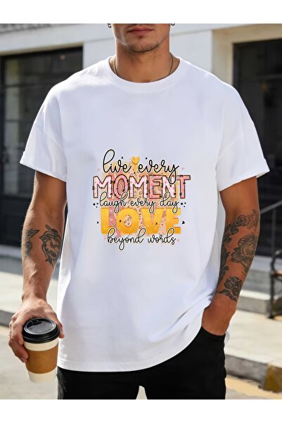 BASEPULSE Live Every Moment Inspirational Message 180g Soft T-Shirt Family Te...