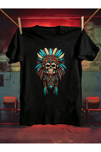 23 nisan Men's Pure Cotton Short-Sleeve T-Shirt with Ethnic Feather Print Sof...