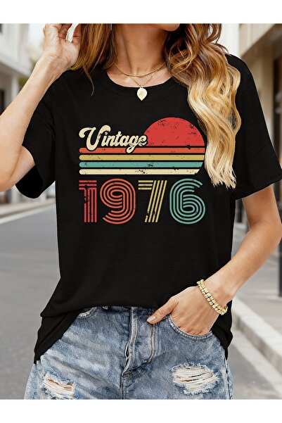 17 seramik تي شيرت مطبوع عليه عبارة "Vintage 1976 50Th Birthday" بأكمام قصيرة...