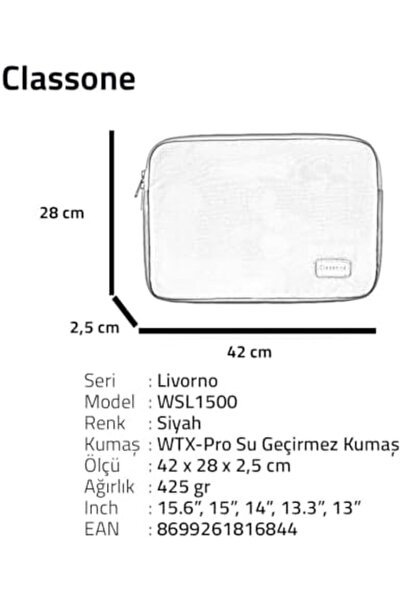 Yıldızan سلسلة ens shop WSL1500 Livorno مقاس 15.6 بوصة من القماش المقاوم للما...