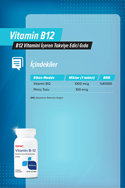 GNC Vitamin B12 1000 MCG - 30 Tablet