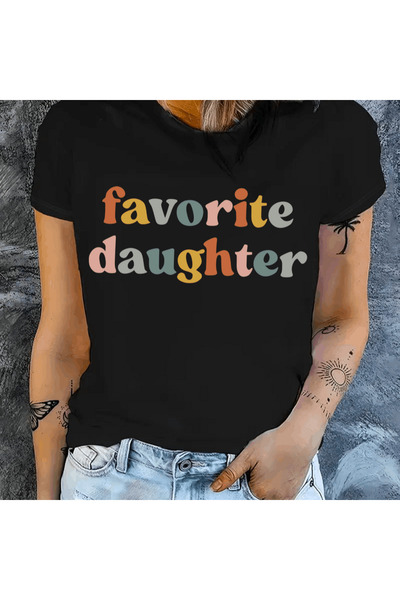 2mcup Favorite Daughter Graphic Print TShirt For Women Casual Short Sleeve Te...