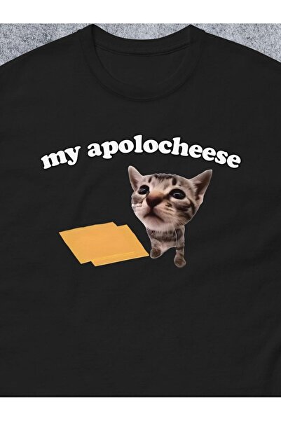 BASEPULSE Men'S Humorous Apolocheese T-Shirt Soft 100% Black Graphic Tee Feat...