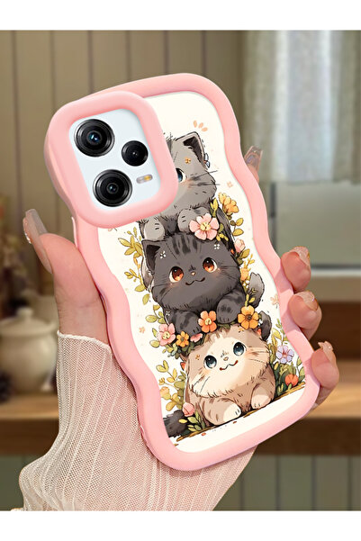Hontinga Redmi Note 12 Pro 5G Uyumlu Kılıf kamera koruyucu Pembe Silikon Coup...