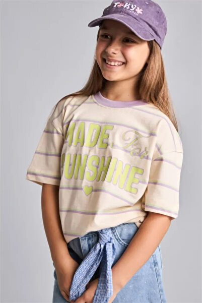 DeFacto 100% Cotton Slim Fit Crew Neck Striped Short Sleeve Green T-Shirt for...