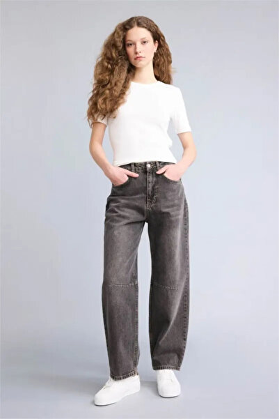 DeFacto 100% pamuk Jeans pantalone sa Visok struk ušicama F7691AX25AU
