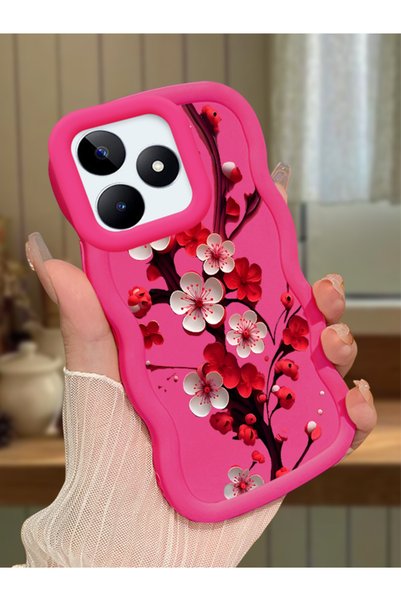 Hontinga Realme Note 50 Compatible Case Camera Protector Red Silicone Couple ...