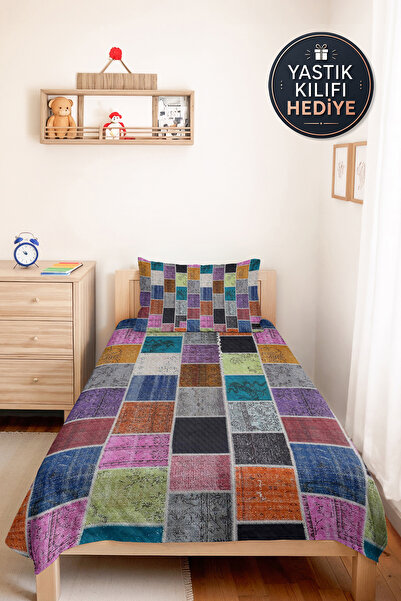 Evimde Bambaşka Set decorativ cu mozaic colorat geometric, în stil patchwork,...