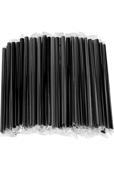 OKA 100Pcs Disposable Black Drinking Straws, Flexible and Practical Plastic S...