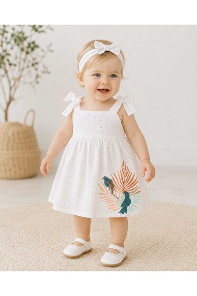 İNDİGO Baby Girl Dress, Panties and Headband 3-Piece Set
