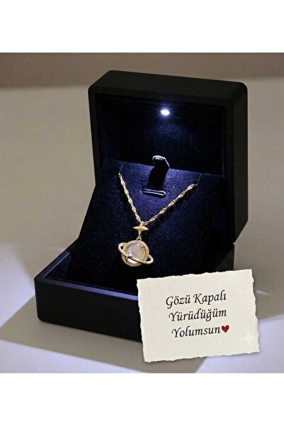 HKN AVM ACCESSORİES Işıklı Hediye Kutulu Opal Taşlı Çelik Kararmaz kolye doğum Günü Hediyesi Sevgilier Günü Hediyesi advent calendar